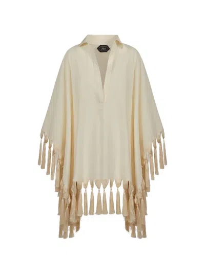 Taller Marmo Aguas Blancas Tassel-trimmed Kaftan In Neutral