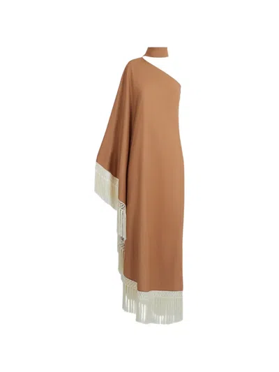 Taller Marmo Andes Fringe-trimmed Maxi Dress In Brown