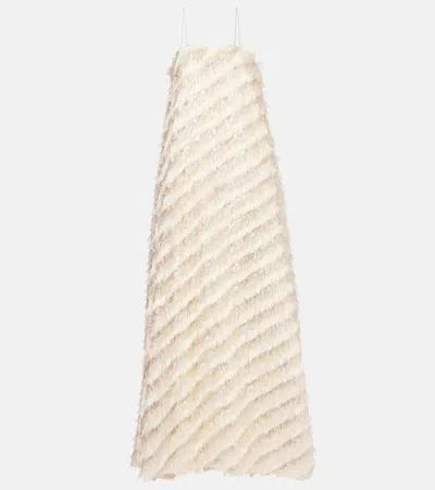 Taller Marmo Anguilla Fringed Jacquard Maxi Dress In Neutrals