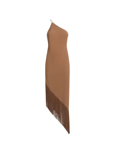 Taller Marmo Antelope Fringed Asymmetric Dress In Brown