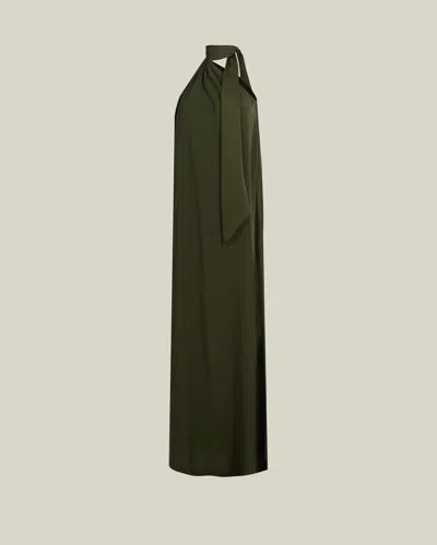 Taller Marmo Astor Scarf-detail One-shoulder Gown In Green