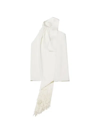 Taller Marmo Astor Fringe-trimmed One-shoulder Top In White