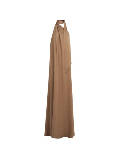 Taller Marmo Astor Halterneck Maxi Dress In Brown