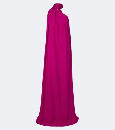 Taller Marmo Astor Scarf-detail Draped One-shoulder Gown In Pink