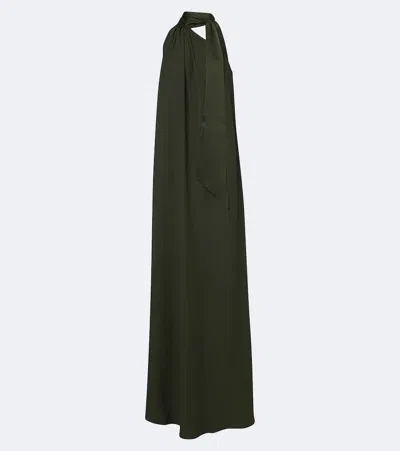 Taller Marmo Astor Scarf-detail One-shoulder Gown In Green