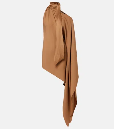 Taller Marmo Atlas Assymetric Crêpe Cady Minidress In Nude
