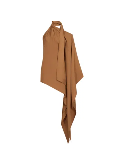 Taller Marmo Atlas Asymmetric Mini Dress In Brown