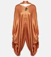 Taller Marmo Azores Draped Silk Satin Minidress In Terracotta