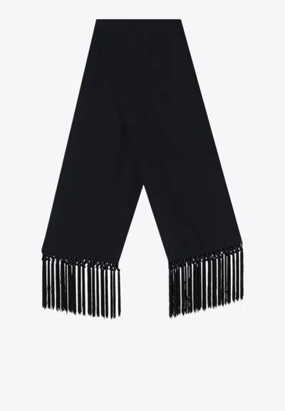 Taller Marmo Babe Hand-tied Fringed Stole In Black