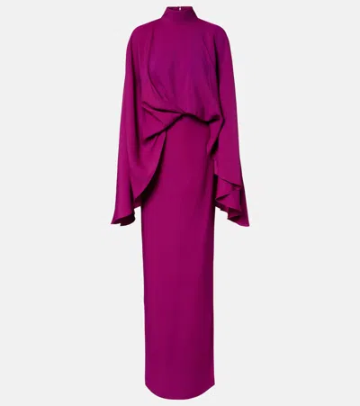 Taller Marmo Bacall Draped Crêpe Gown In Purple