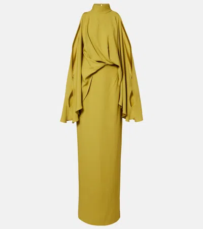 Taller Marmo Bacall Draped Satin Gown In Green