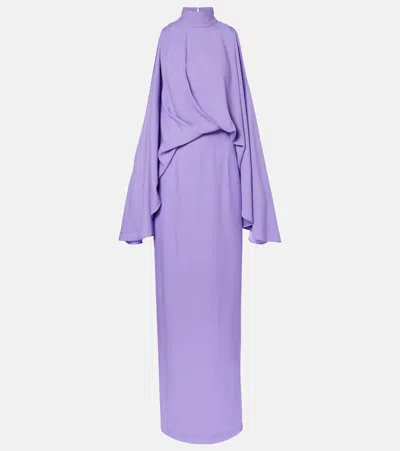 Taller Marmo Bacall Draped Satin Gown In Purple