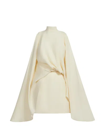 Taller Marmo Bacall High-neck Draped Dress In Neutral