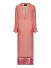 Taller Marmo Bahamas Fringe-hem Maxi Dress In Pink