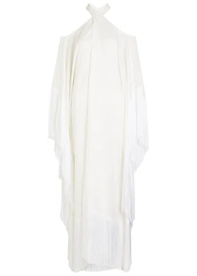 Taller Marmo Bambolino Fringed Linen Kaftan Dress In White