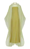 Taller Marmo Barbara Sheer Poncho Maxi Slip Dress In Yellow