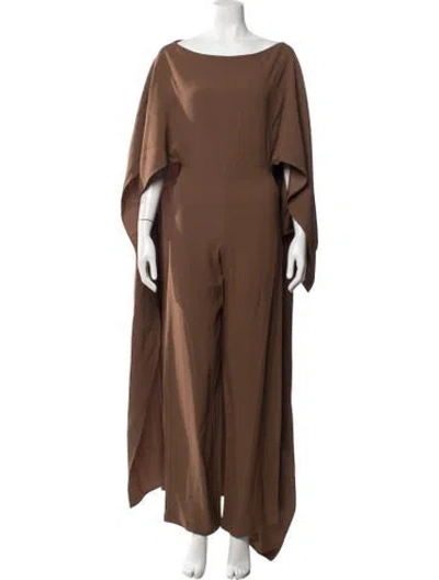 Pre-owned Taller Marmo Bateau Neckline Jumpsuit In Brown