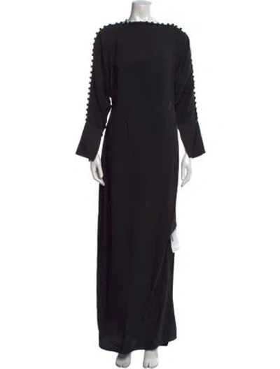 Pre-owned Taller Marmo Bateau Neckline Long Dress In Black