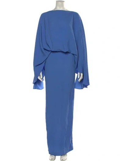 Pre-owned Taller Marmo Bateau Neckline Long Dress In Blue