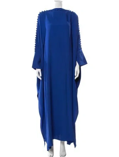 Pre-owned Taller Marmo Bateau Neckline Long Dress In Blue