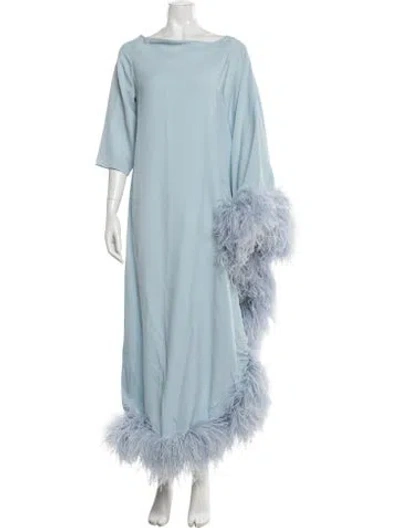 Pre-owned Taller Marmo Bateau Neckline Long Dress In Blue