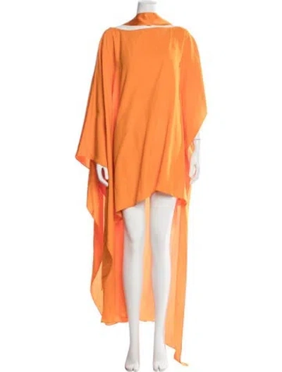 Pre-owned Taller Marmo Bateau Neckline Long Dress W/ Tags In Orange