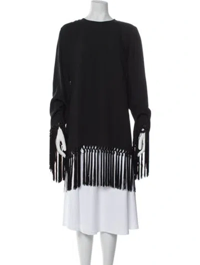Pre-owned Taller Marmo Bateau Neckline Three-quarter Sleeve Tunic In Black