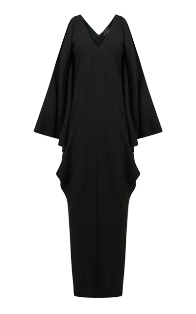 Taller Marmo Beistegui Cold-shoulder Satin Maxi Dress In Black