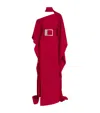 Taller Marmo Draped One Shoulder Long Dress With Sash Detail In Red