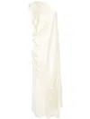 Taller Marmo Berenson Draped One-shoulder Fringed Crepe Gown In White