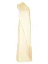 Taller Marmo Berenson Draped One-shoulder Fringed Crepe Gown In White