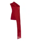 Taller Marmo Berenson One-shoulder Fringe Mini Dress In Burgundy