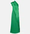 Taller Marmo 'berenson' Green One-shoulder Long Dress With Scarf Detail In Green