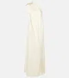 Taller Marmo Berenson Draped One-shoulder Fringed Crepe Gown In White