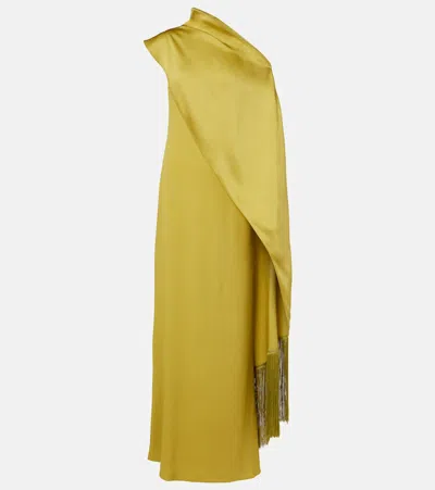 Taller Marmo Berenson One-shoulder Crêpe Cady Gown In Green