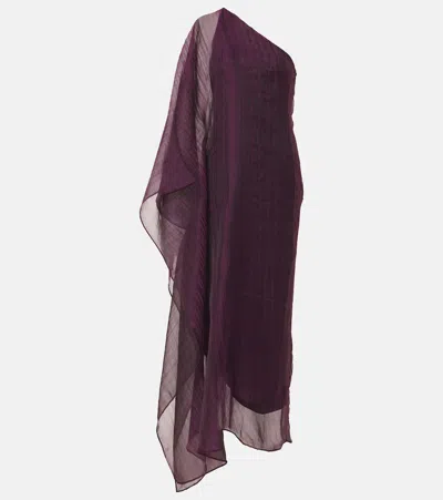 Taller Marmo Betsy One-shoulder Cady Gown In Purple
