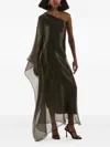 Taller Marmo Betsy Pleated One-shoulder Asymmetrical Dress In Black