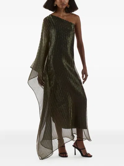 Taller Marmo Betsy Pleated One-shoulder Asymmetrical Dress In Black