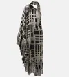 Taller Marmo Betsy Printed Asymmetric Silk-blend Maxi Dress In Black