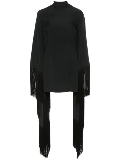 TALLER MARMO BLACK DEL MAR FRINGED MINI DRESS