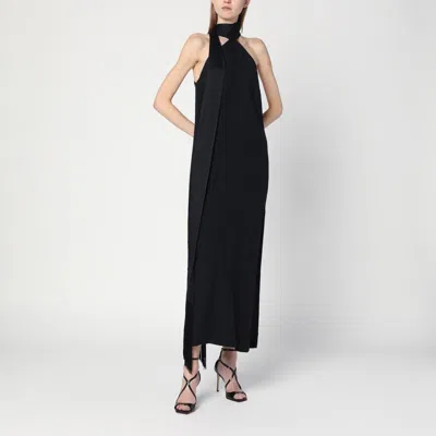 Taller Marmo Halter-neck Fringe Maxi Dress In Black