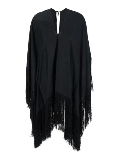 Taller Marmo Black Kaftan With V Neck And Scarf Detail