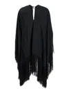 Taller Marmo Black Kaftan With V Neck And Scarf Detail In Viscose Blend Woman In Black
