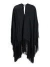 Taller Marmo Black Kaftan With V Neck And Scarf Detail In Viscose Blend Woman