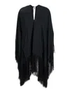 Taller Marmo Black Kaftan With V Neck And Scarf Detail In Viscose Blend Woman In Black