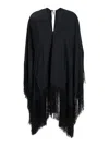 Taller Marmo Black Kaftan With V Neck And Scarf Detail In Viscose Blend Woman In Black