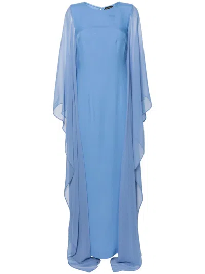 Taller Marmo Adriatica Draped Crepe De Chine Gown In Blue