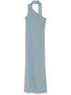 Taller Marmo Caroline Long Dress Scarf Detailing In Blue
