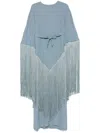 Taller Marmo Long Kaftan With Cape Design And Fringe