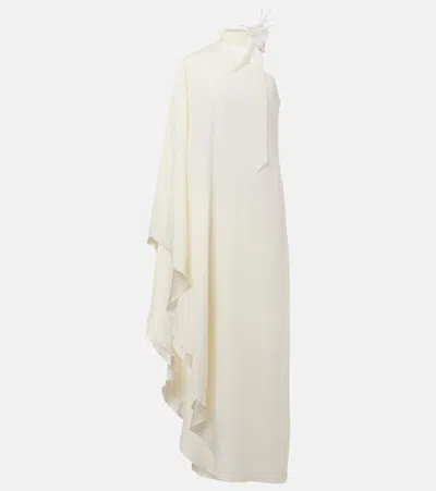 TALLER MARMO BOLKAN GARDEN FEATHER-TRIMMED MAXI DRESS